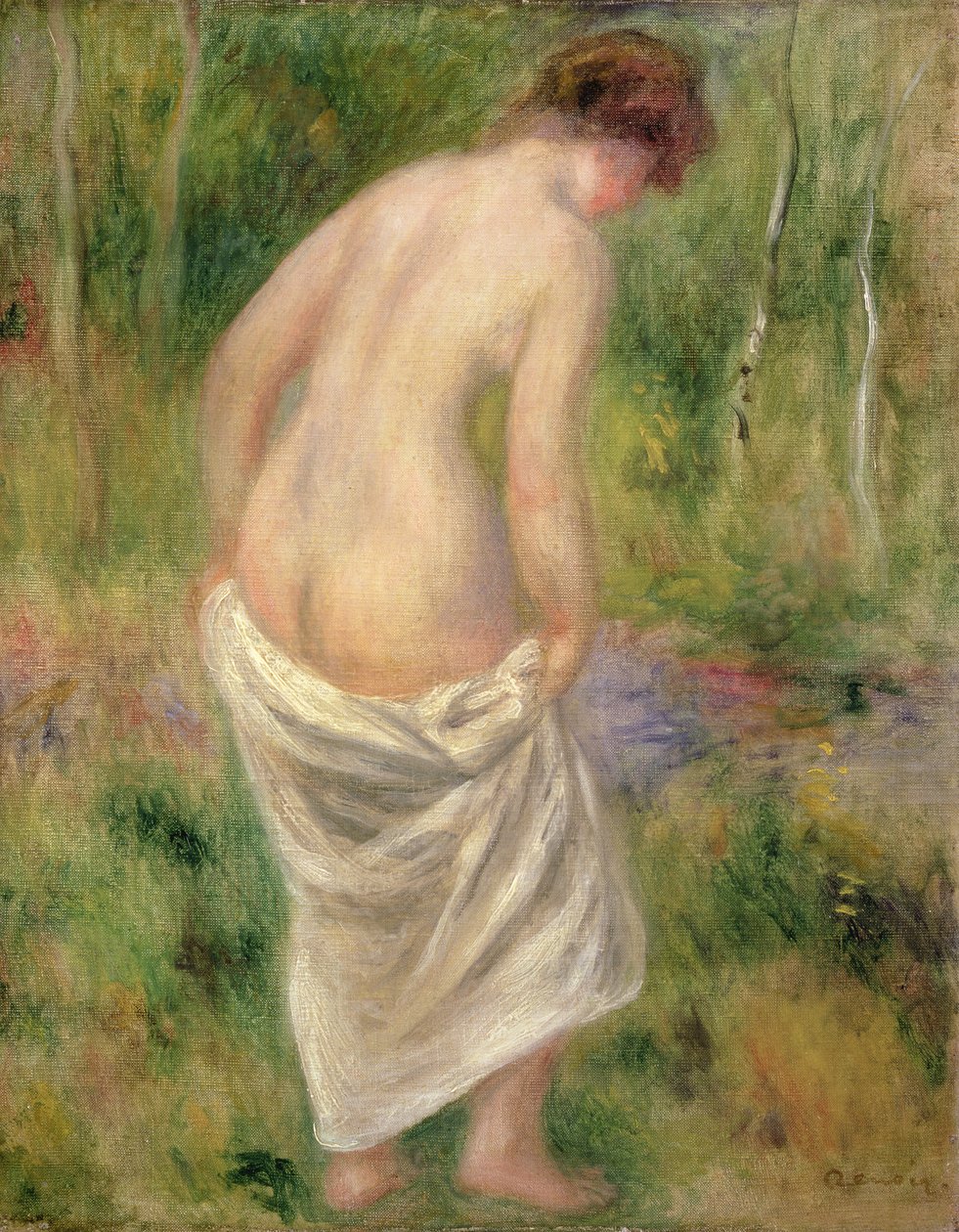 Stående naken i ett landskap, 1914 av Pierre Auguste Renoir