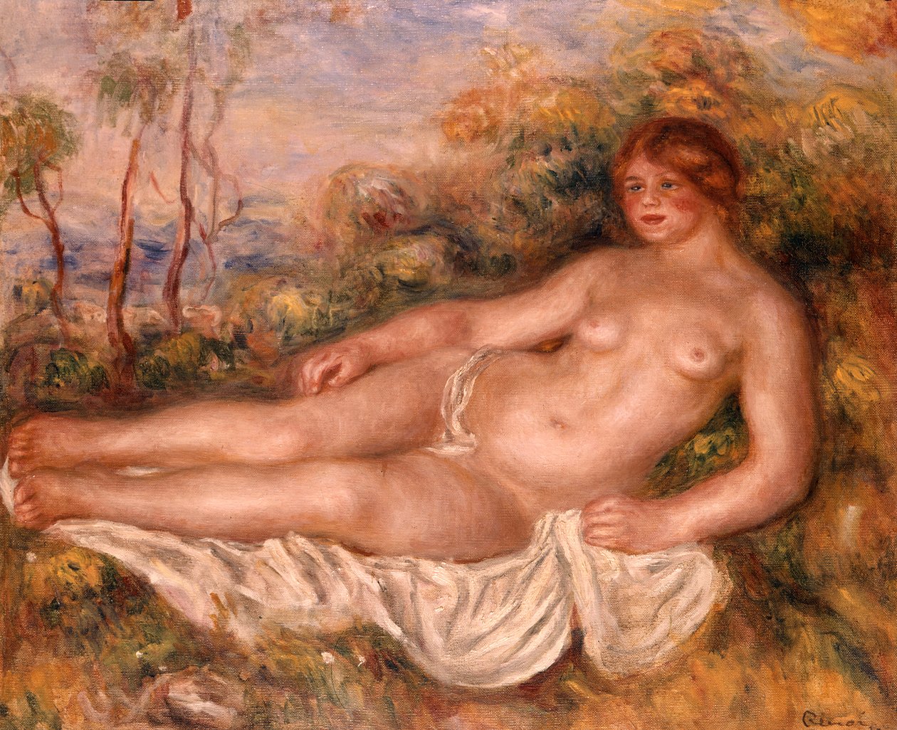 Den liggande badaren (La Baigneuse Couchee) 1906 av Pierre Auguste Renoir