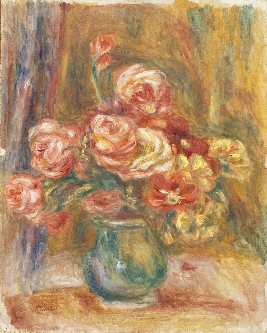 Vas med rosor, 1890-1900 av Pierre Auguste Renoir