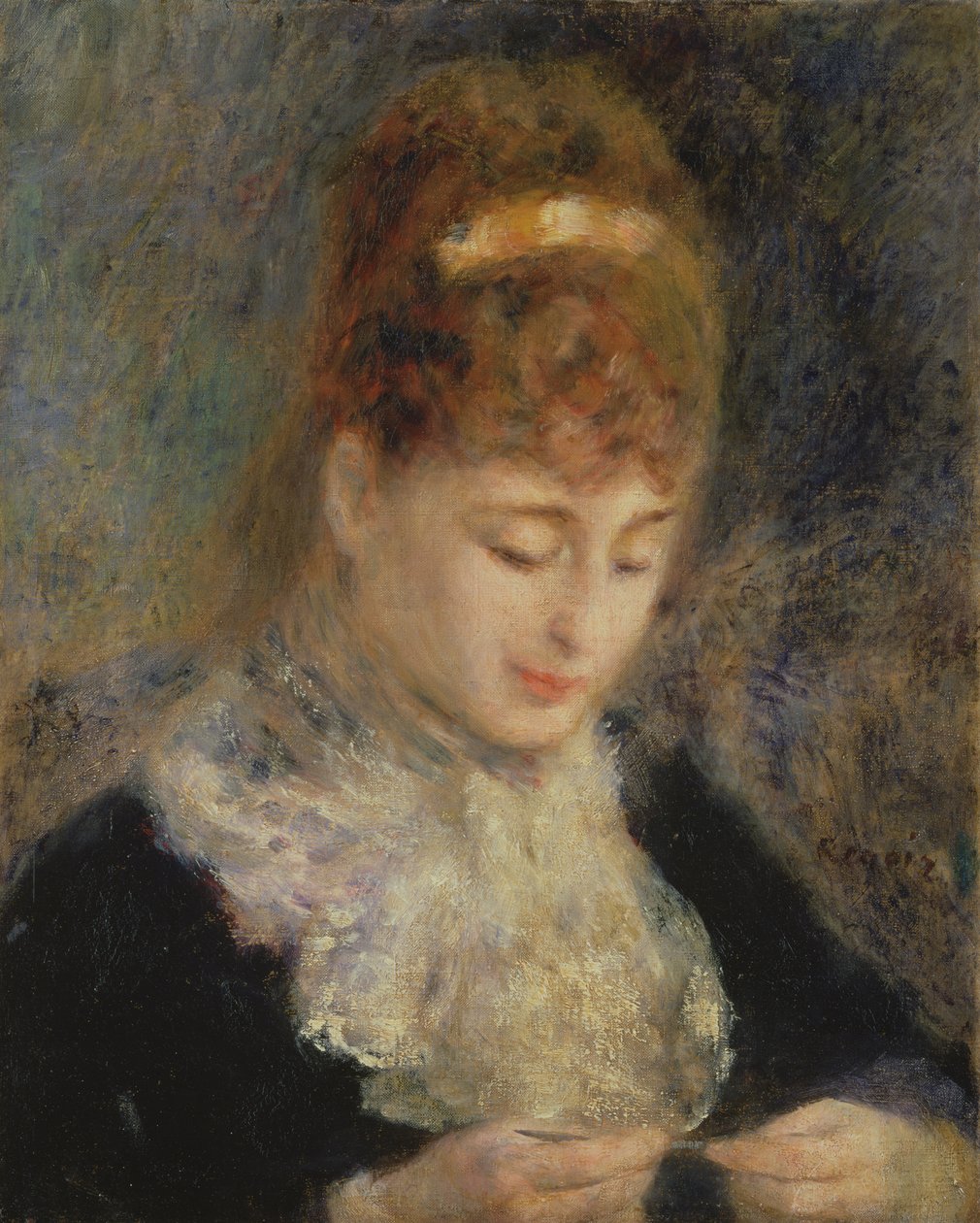 Virkande kvinna, c.1877 av Pierre Auguste Renoir