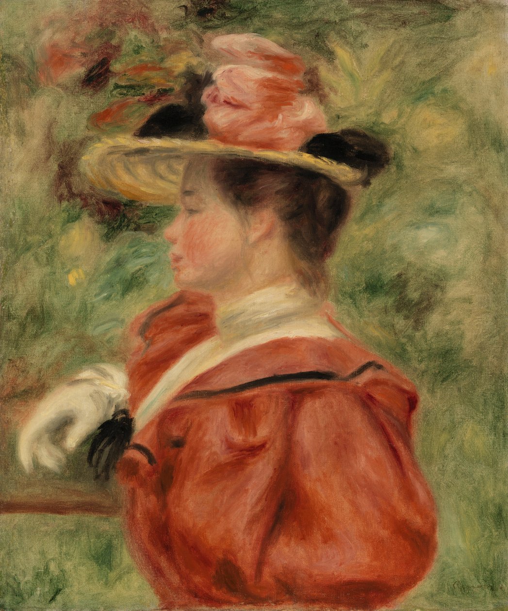 Woman with Glove (Femme au gant) av Pierre Auguste Renoir