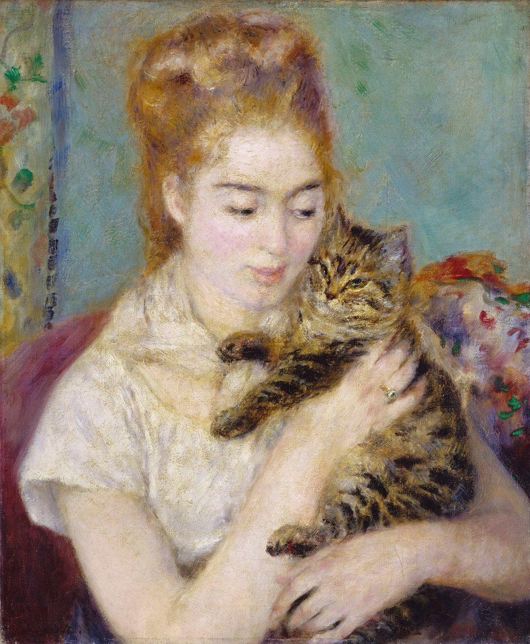 Kvinna med en katt av Pierre Auguste Renoir