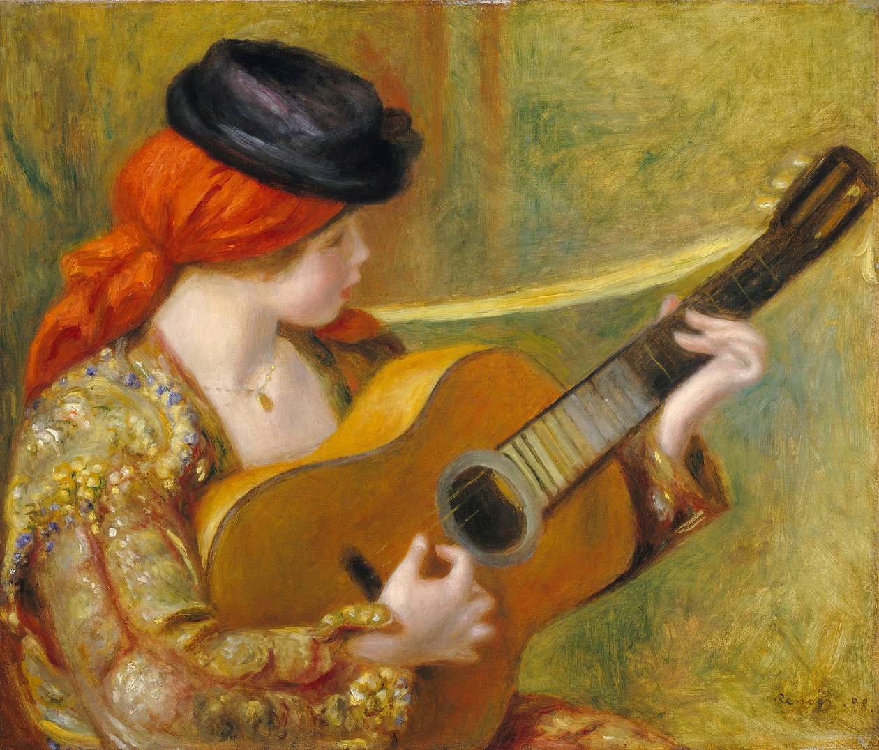 Ung spansk kvinna med gitarr, 1898 av Pierre Auguste Renoir