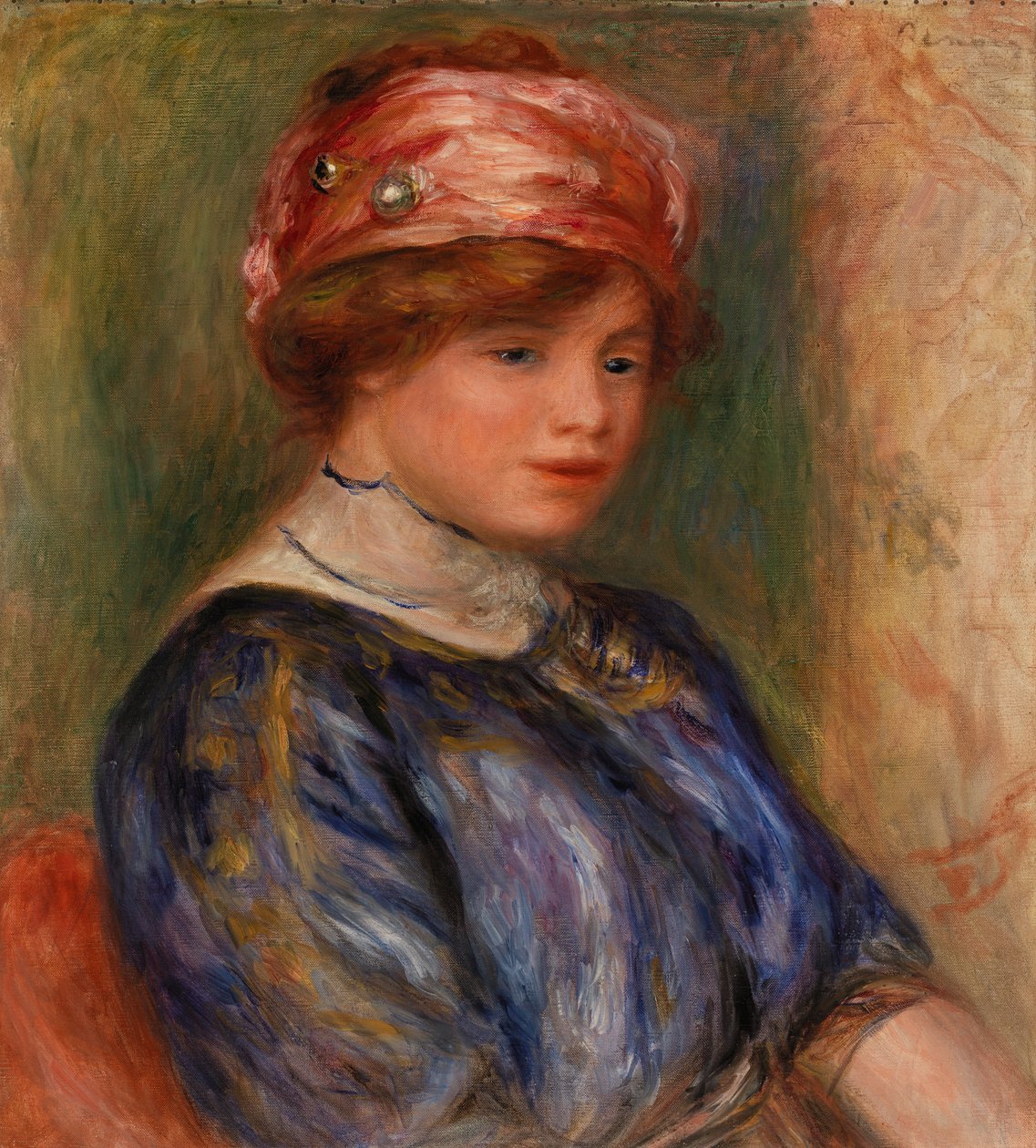 Ung kvinna i blått, byst av Pierre Auguste Renoir