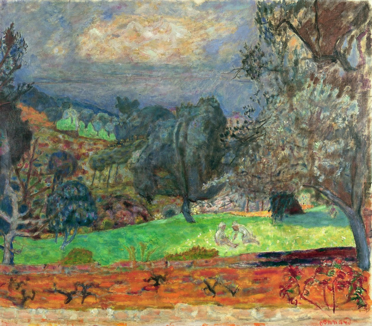 Landskap med solnedgång, 1927 av Pierre Bonnard