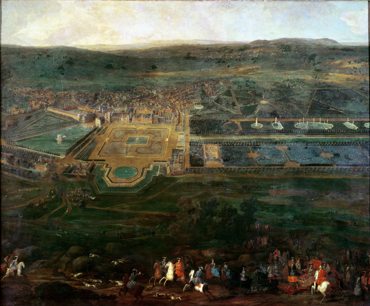 Ludvig XIV (1638-1715) på jakt nära slottet Fontainebleau av Pierre Denis Martin