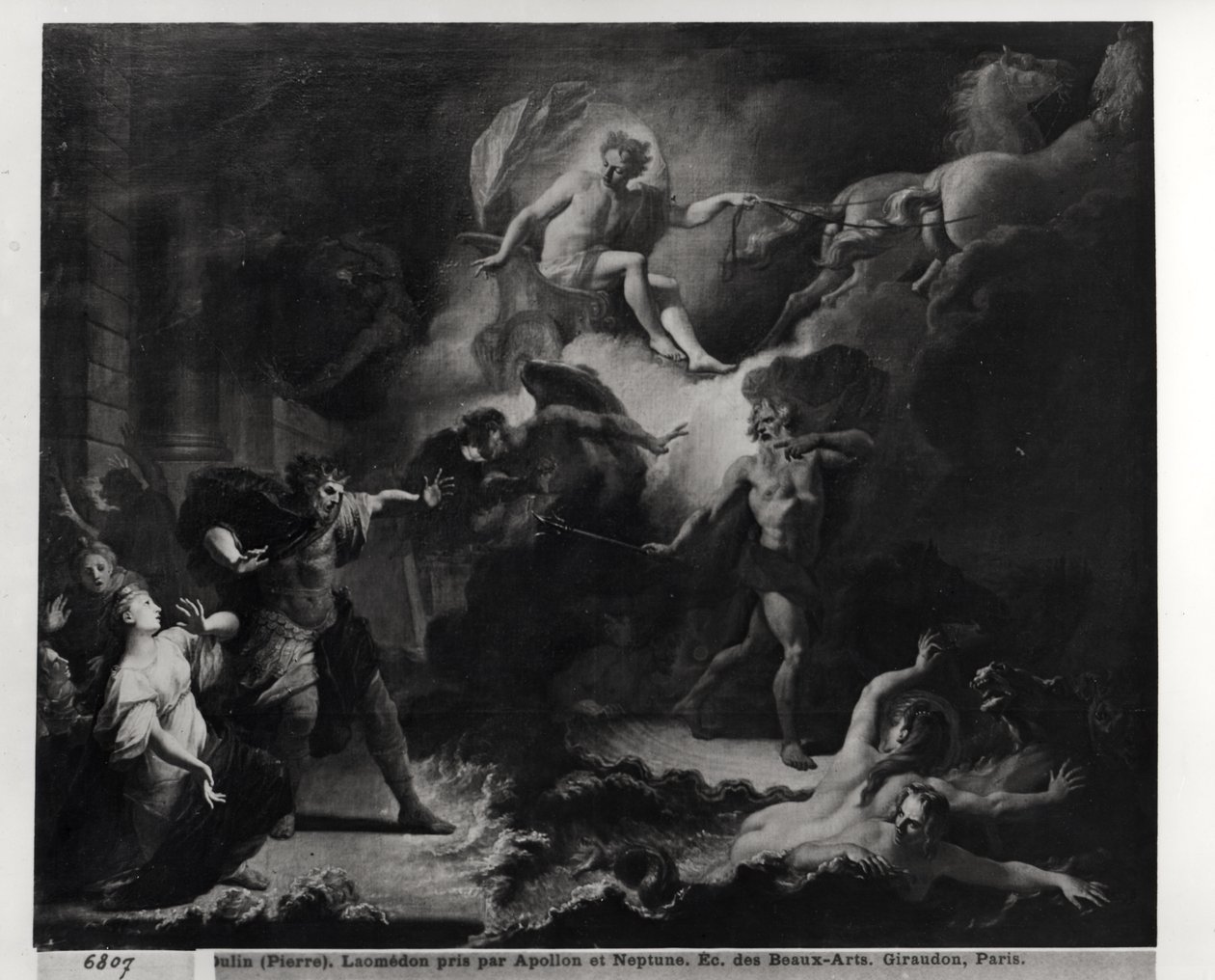 Laemedon straffet af Apollo og Poseidon, 1707 swed av Pierre Dulin
