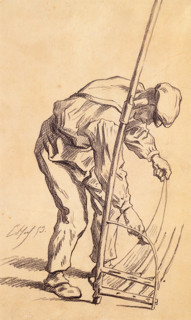 Reaper skärper sin lie, 1859 av Pierre Edmond Alexandre Hedouin