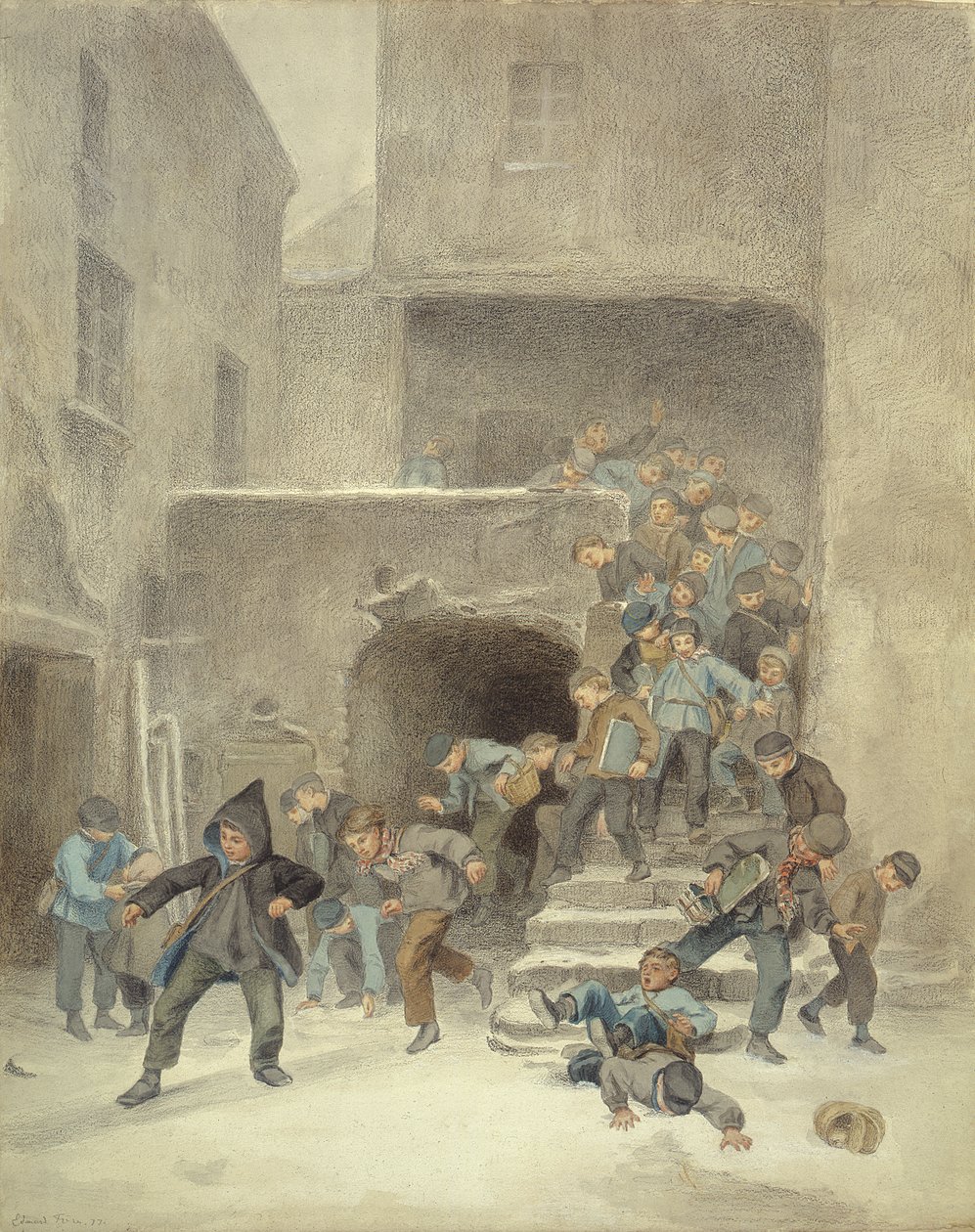 Ut ur skolan, 1800-talet av Pierre Edouard Frere