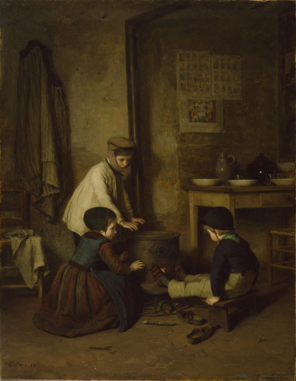 Den kalla dagen, 1858 av Pierre Edouard Frere