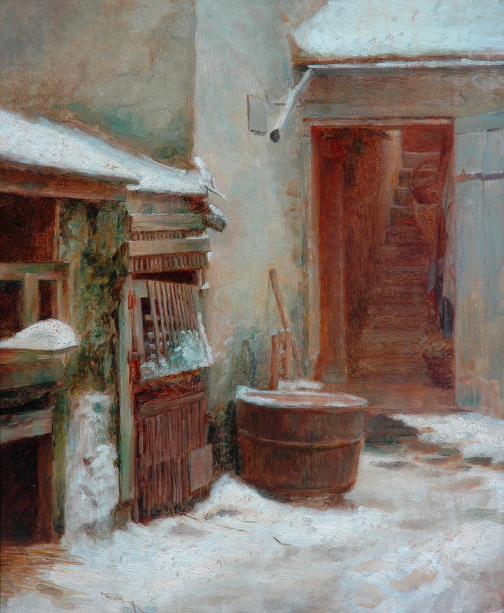 Verandan (olja på träpanel) av Pierre Edouard Frere
