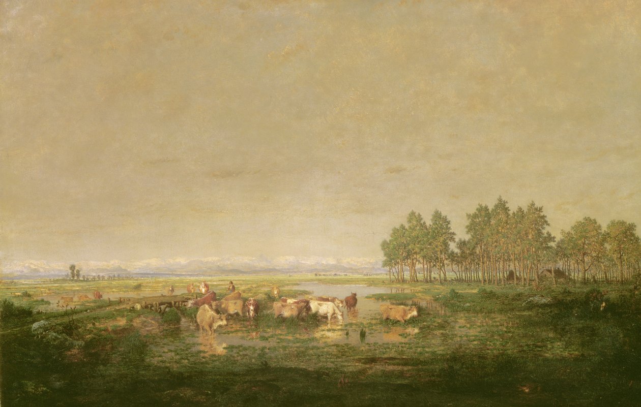 Sumpmarker i Les Landes, ca 1853 av Pierre Etienne Theodore Rousseau