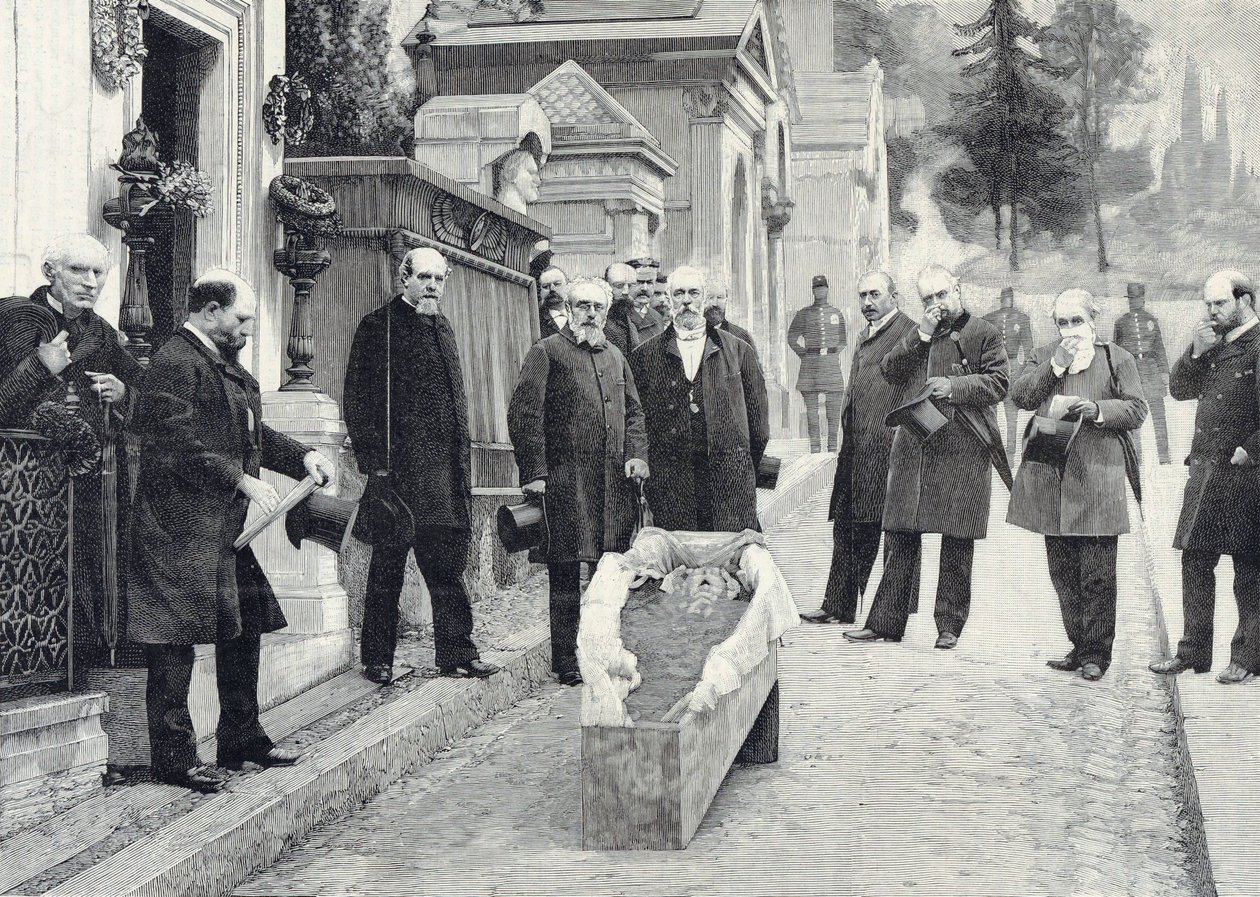 Uppgrävning av Rossinis kvarlevor vid Père-Lachaise av Pierre Petit