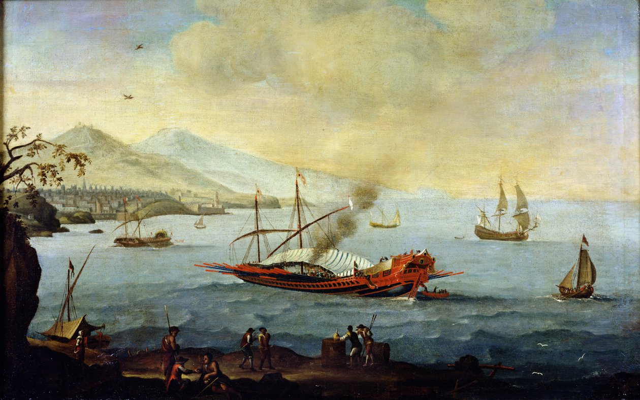 Galleon upplagd i hamn av Pierre Puget
