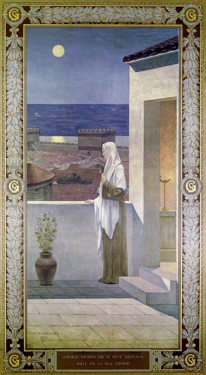 St. Genevieve vakar över den sovande staden Paris, 1898 av Pierre Puvis de Chavannes