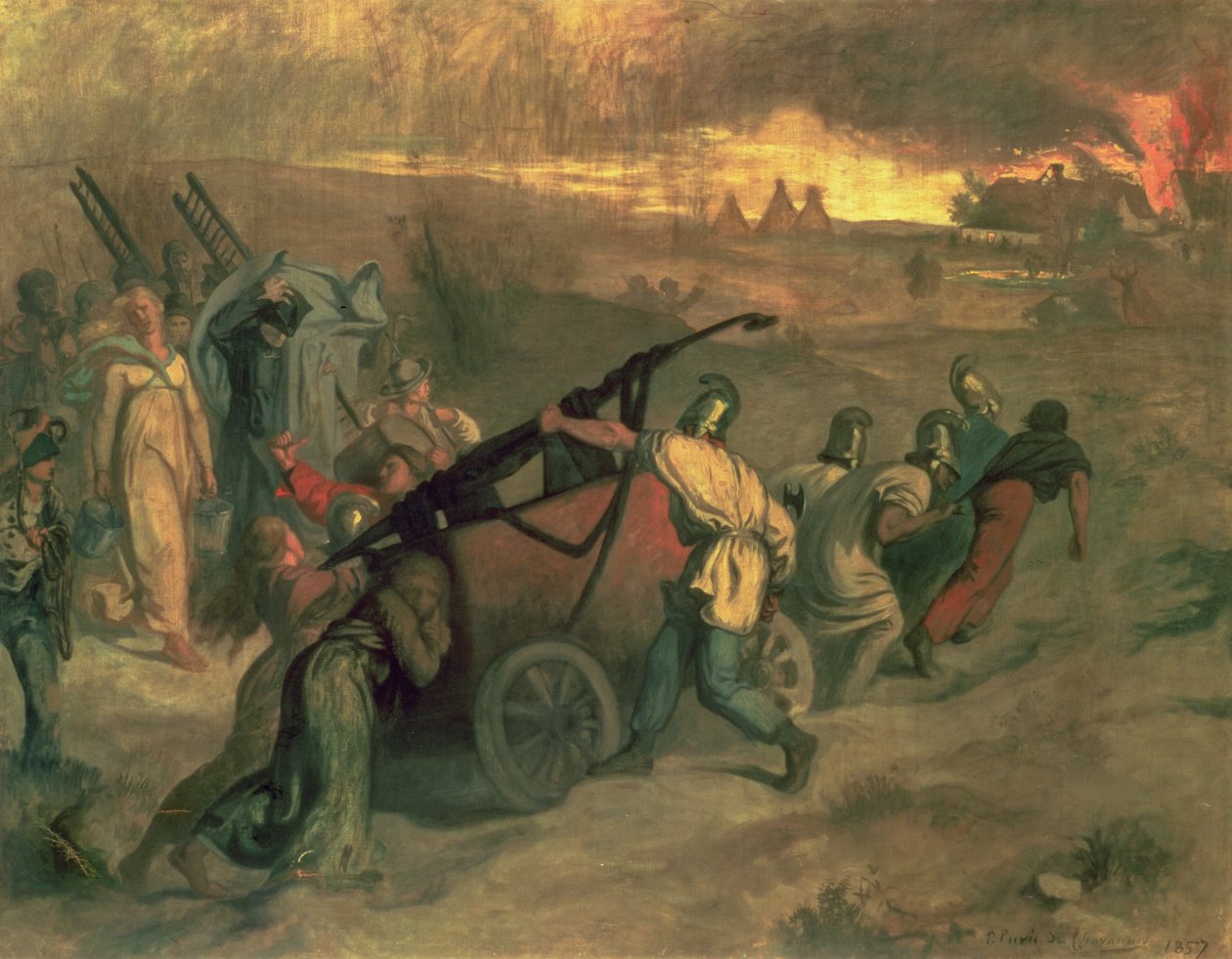 Byns brandmän, 1857 av Pierre Puvis de Chavannes