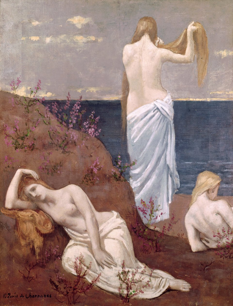 Unga flickor vid havet, före 1894 av Pierre Puvis de Chavannes