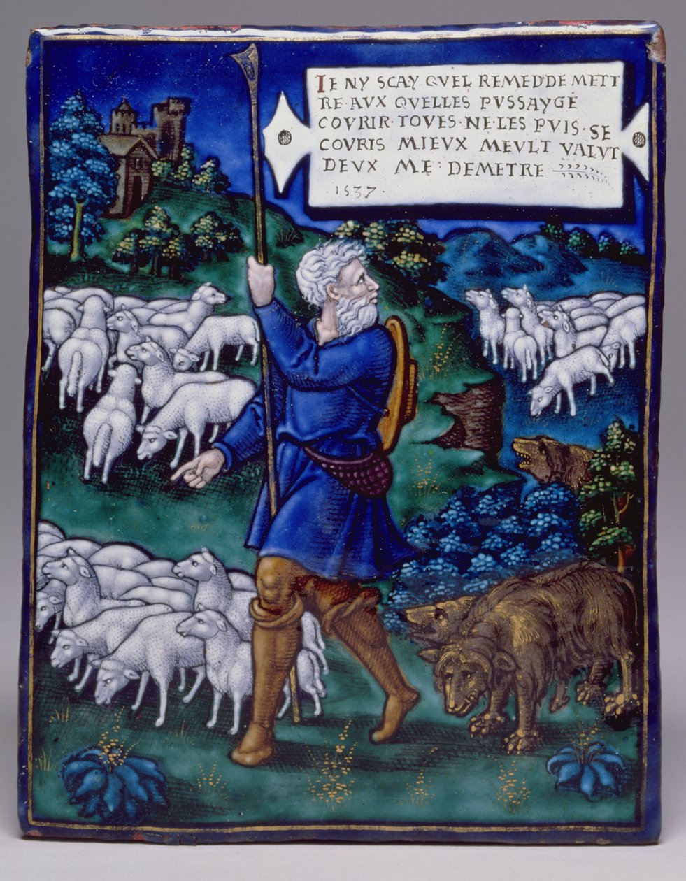 Plåt som föreställer den dåliga herden, 1537 (emalj) av Pierre Raymond