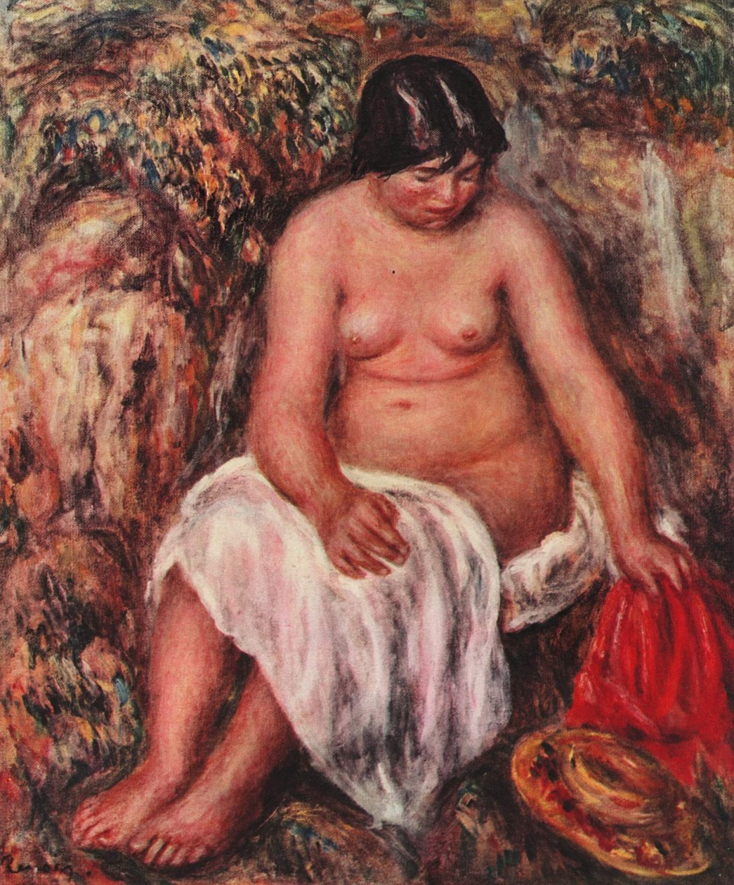  Akt mit Strohhutn av Pierre Auguste Renoir