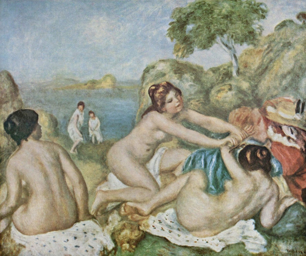  Drei badende Madchen mit Krabben av Pierre Auguste Renoir