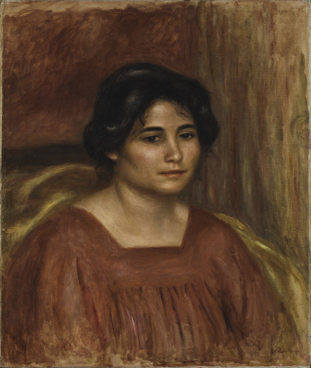 Gabrielle i en röd klänning, 1908 av Pierre Auguste Renoir