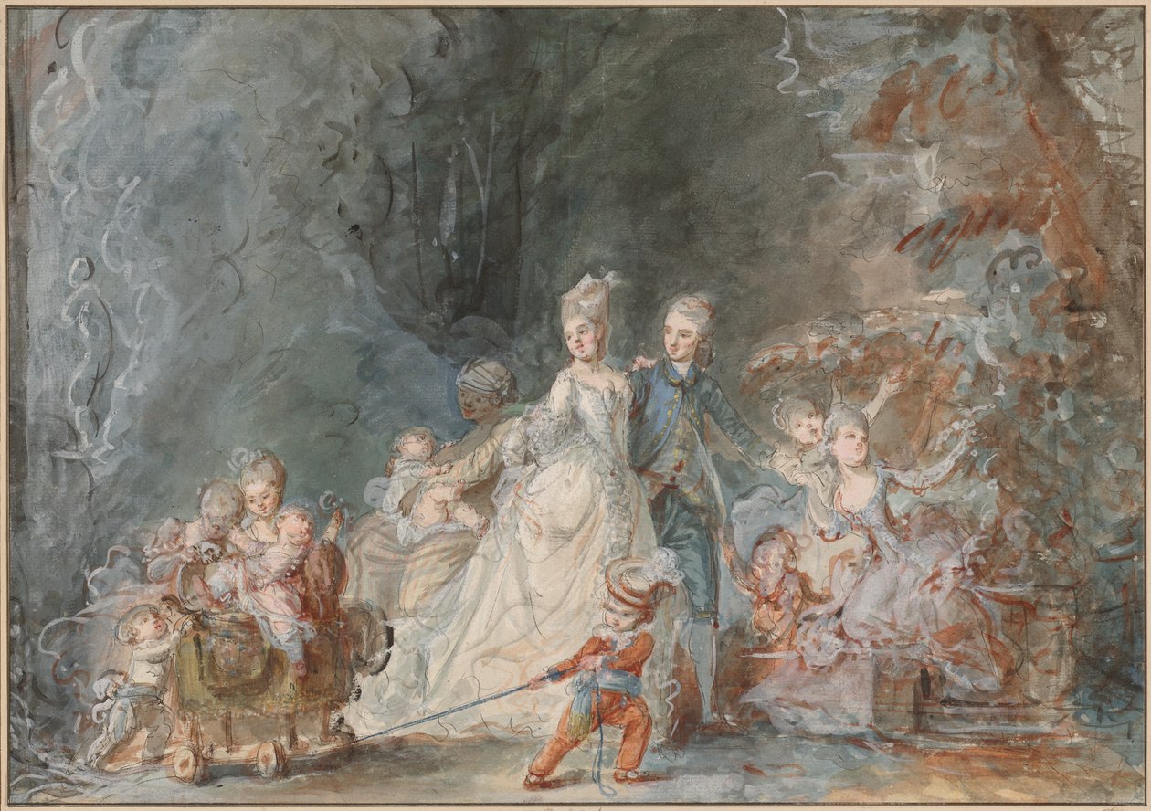 Familjepromenad i parken av Pierre Antoine Baudouin