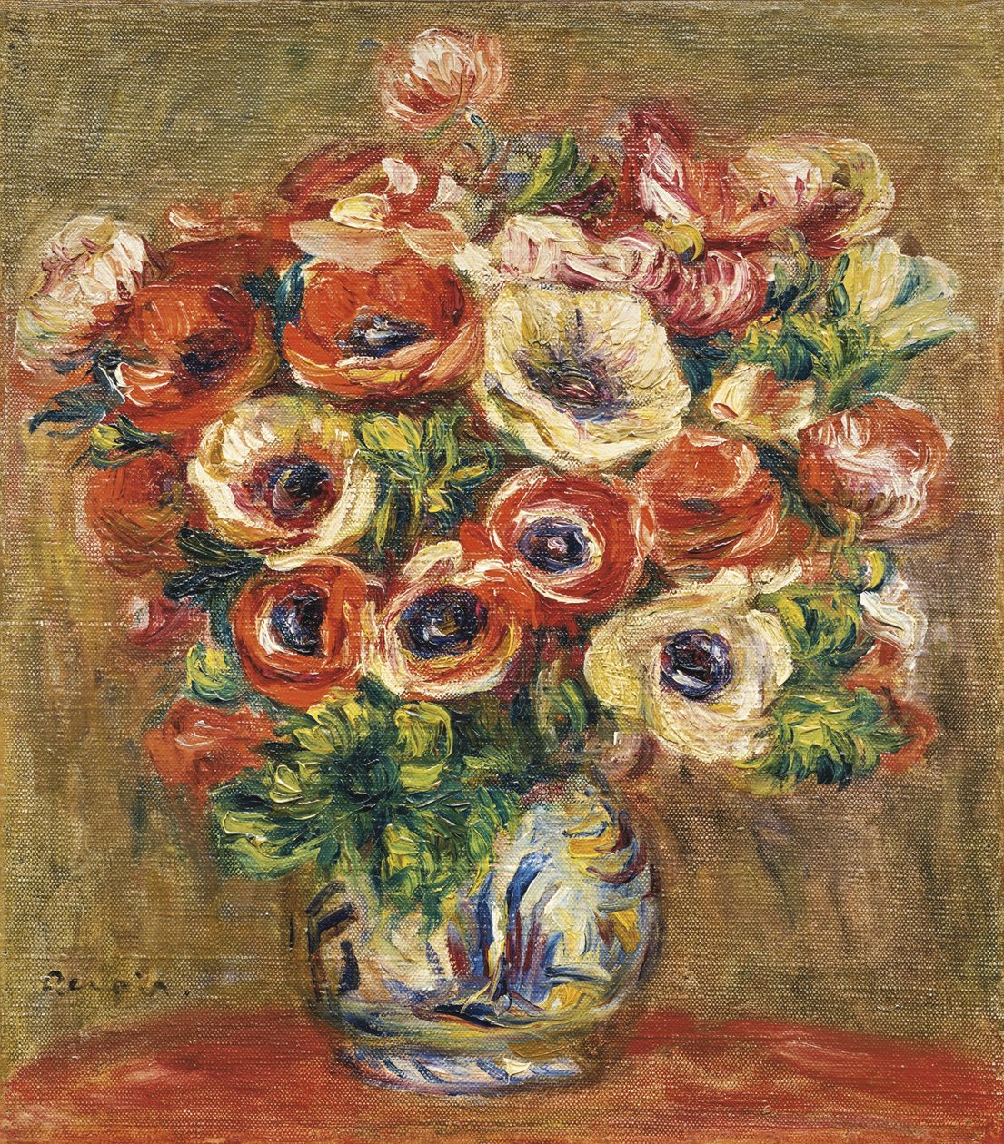 Anemoner i en vas, ca. 1915 av Pierre Auguste Renoir