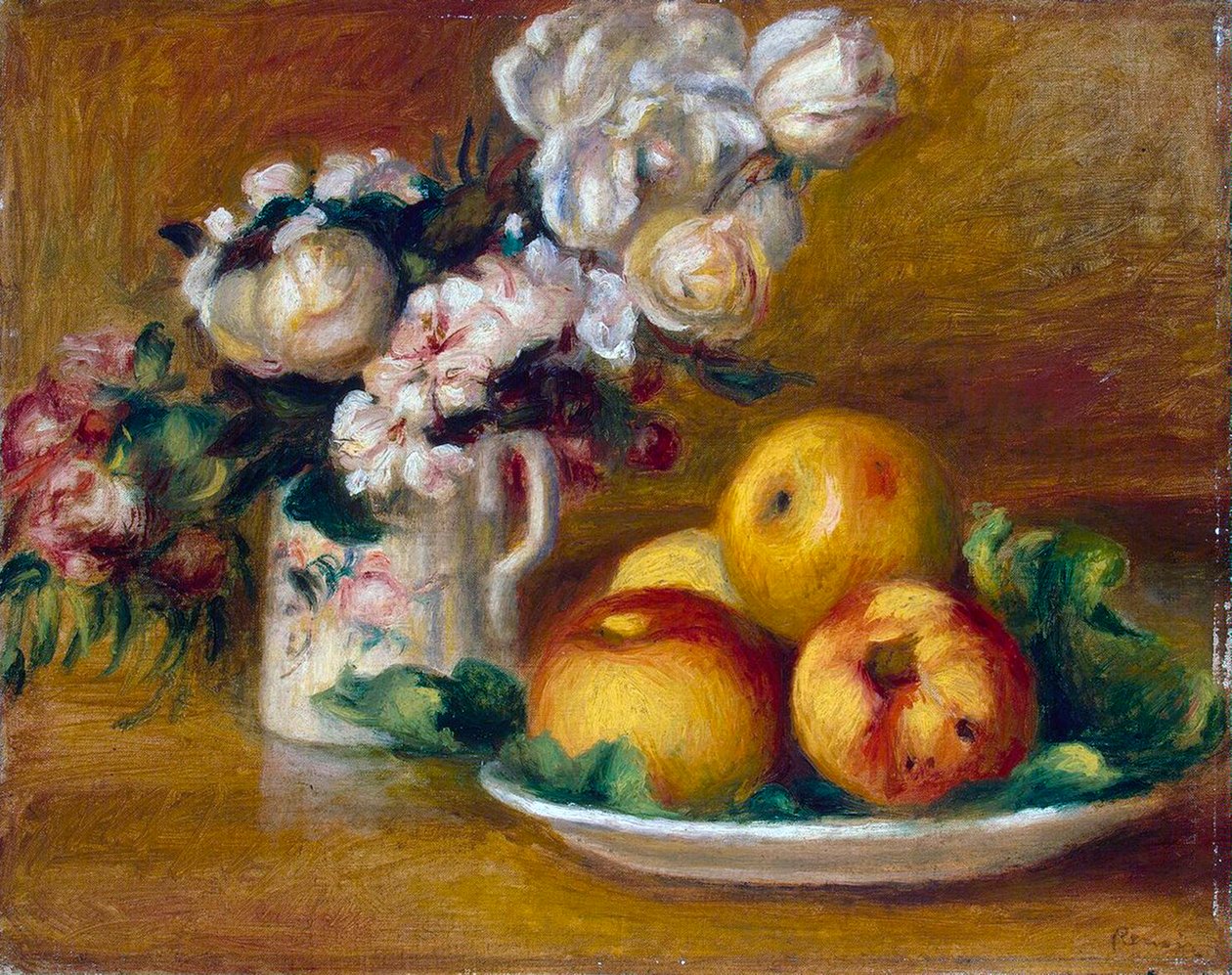 Äpplen och blommor, c1895. av Pierre Auguste Renoir