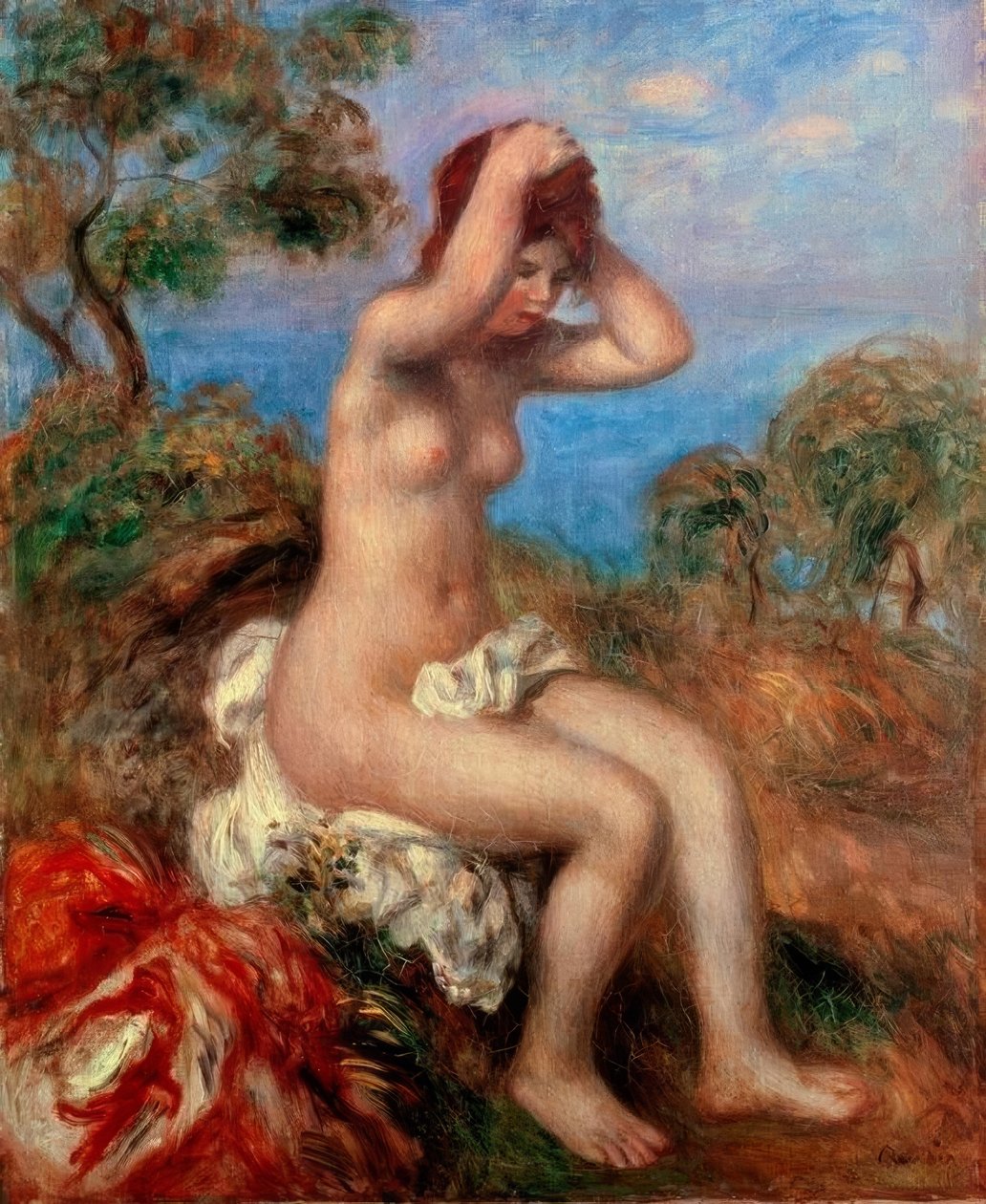 Badande tjej av Pierre Auguste Renoir