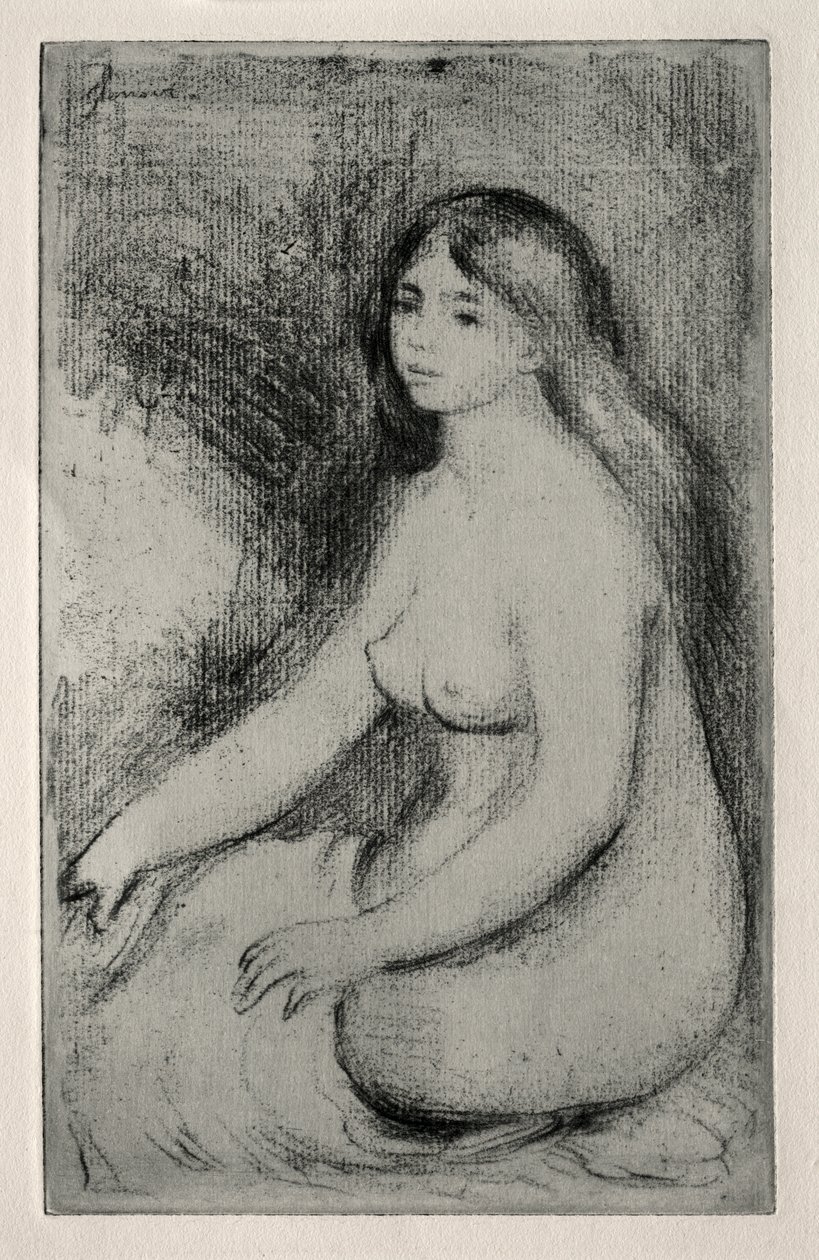 sittande badande av Pierre Auguste Renoir