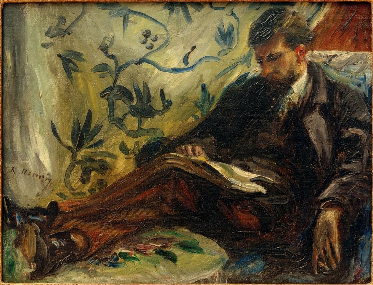 Porträtt av Edmond Maître i soffan av Pierre Auguste Renoir