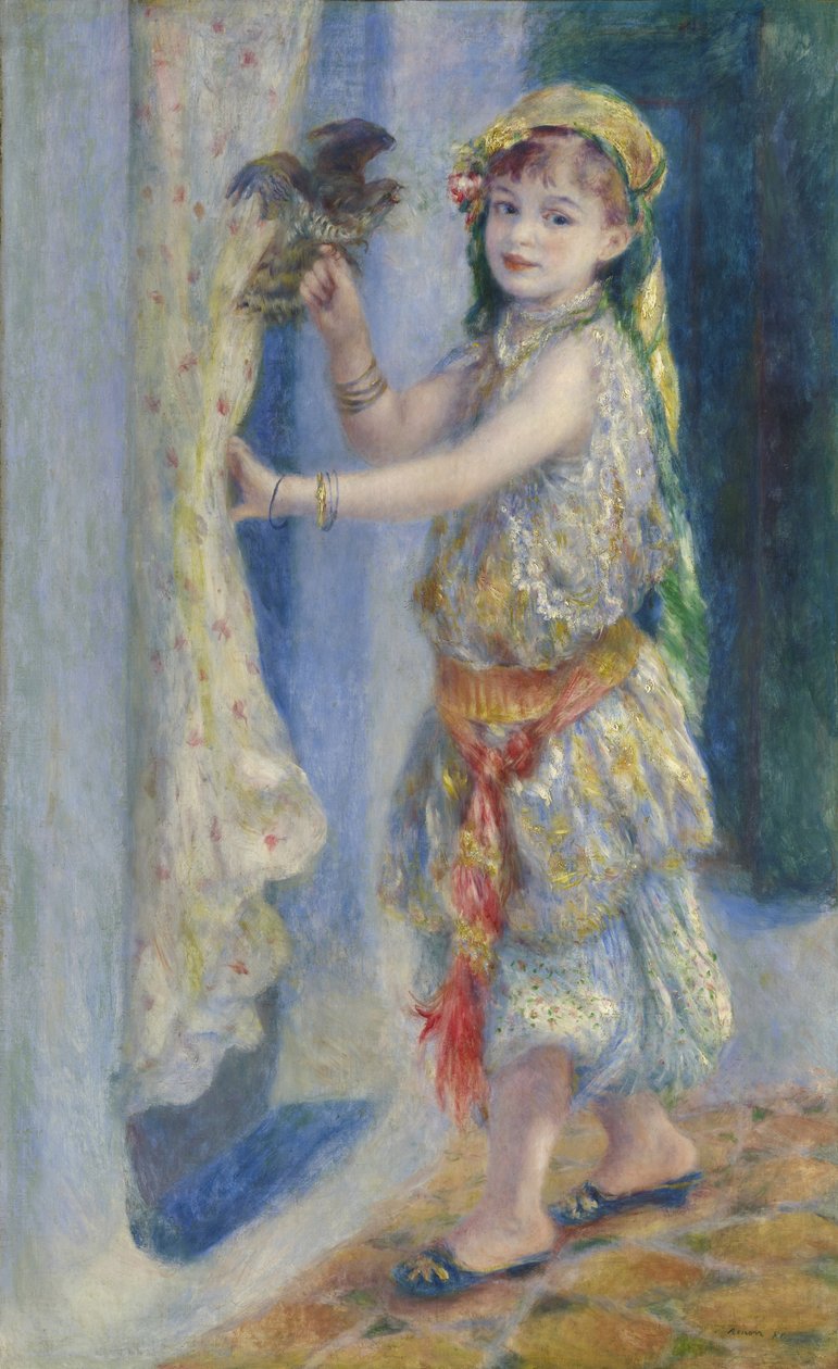 Barn med en fågel av Pierre Auguste Renoir