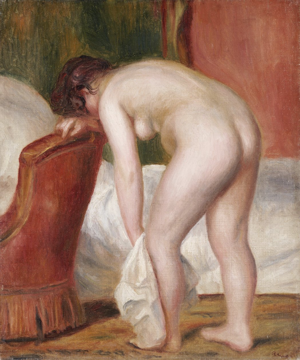 Naken kvinna som torkar sig själv, ca 1909 av Pierre Auguste Renoir