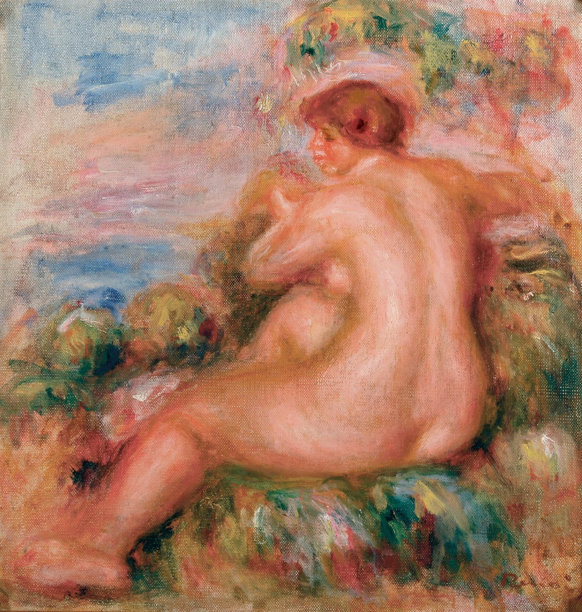 Naken kvinna i ett landskap, 1915 av Pierre Auguste Renoir