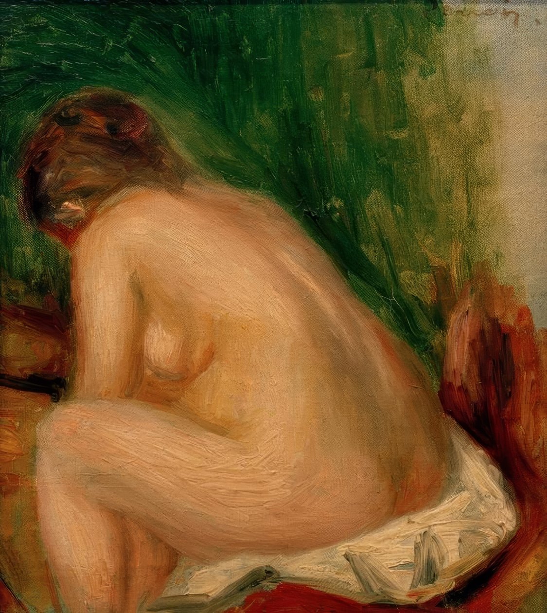 Naken kvinna sitter av Pierre Auguste Renoir