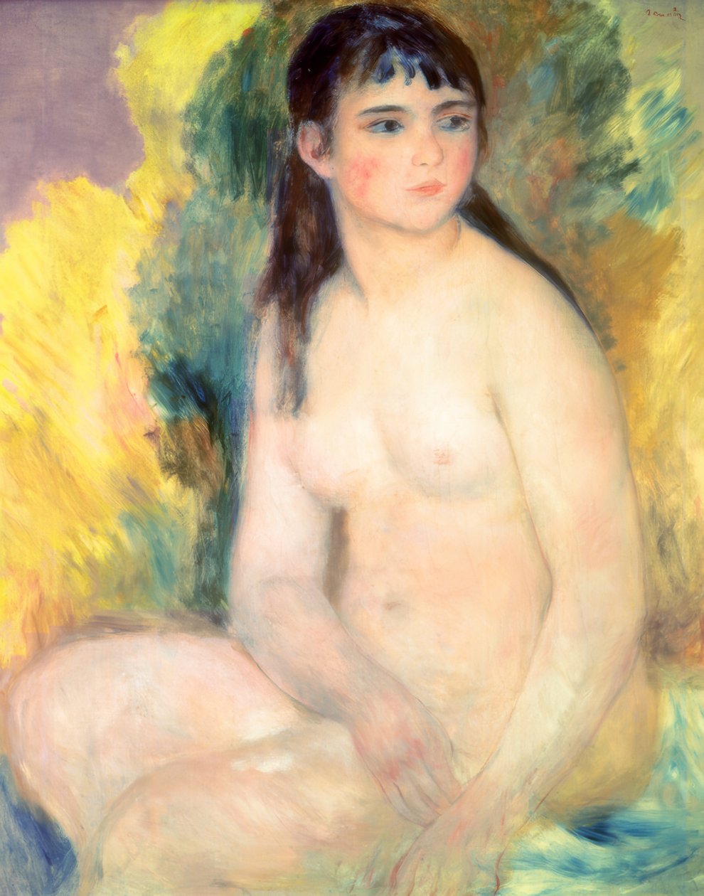 Naken kvinna sitter av Pierre Auguste Renoir