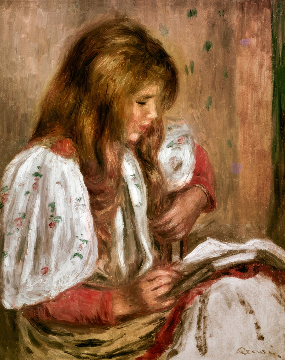 Flicka i vitt av Pierre Auguste Renoir