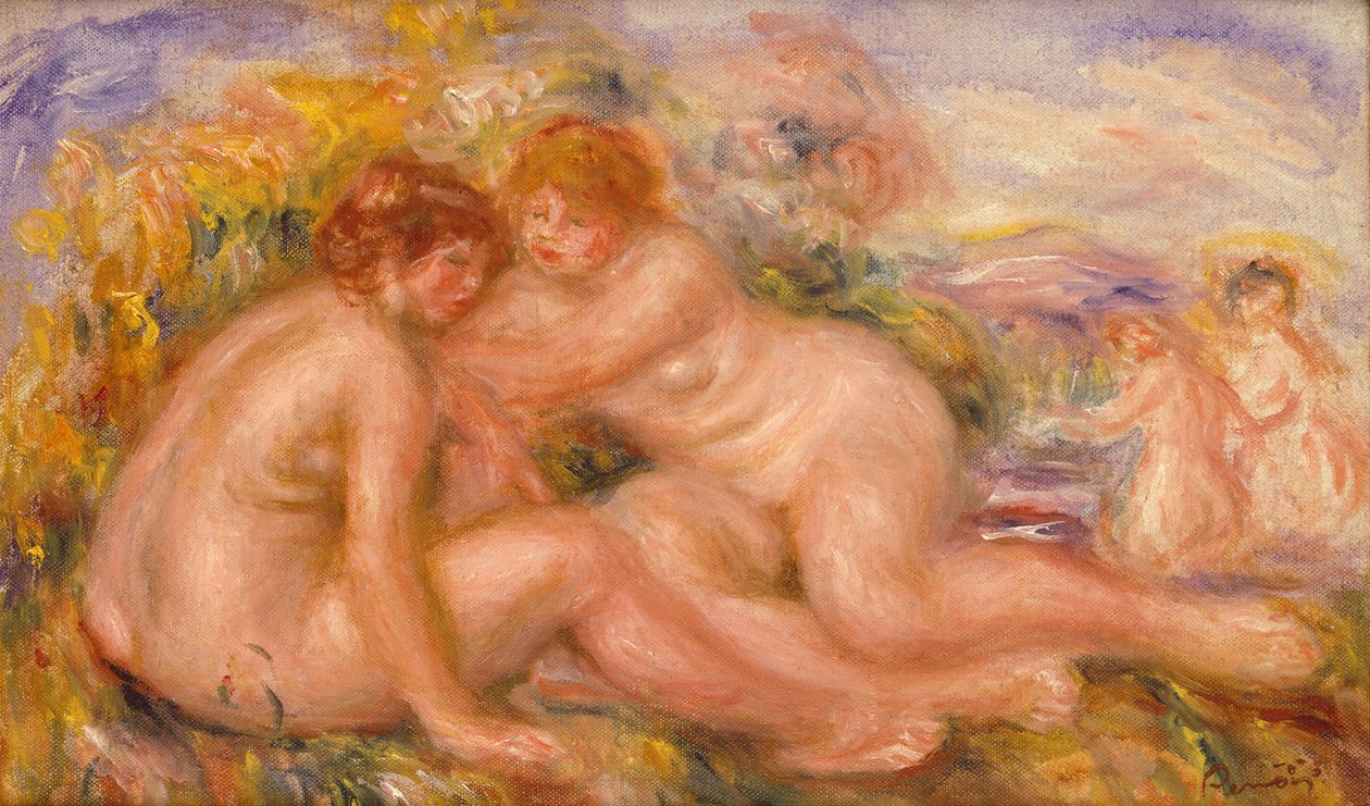 Fyra badare (olja på duk) av Pierre Auguste Renoir