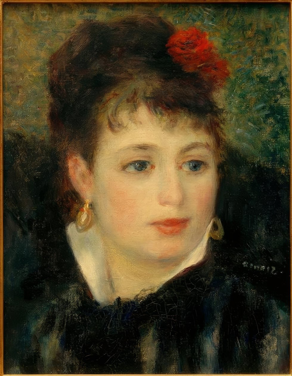 Kvinna med ros av Pierre Auguste Renoir