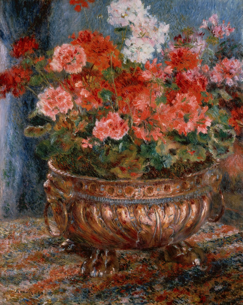 Pelargoner i en kopparbassäng av Pierre Auguste Renoir