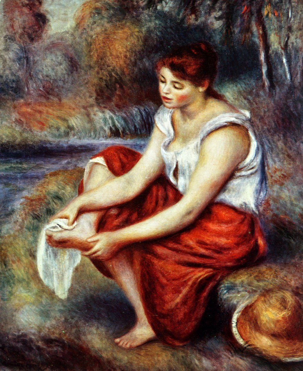 Flicka som torkar hennes fötter av Pierre Auguste Renoir