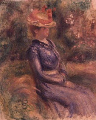Flicka som bär en stråhatt av Pierre Auguste Renoir