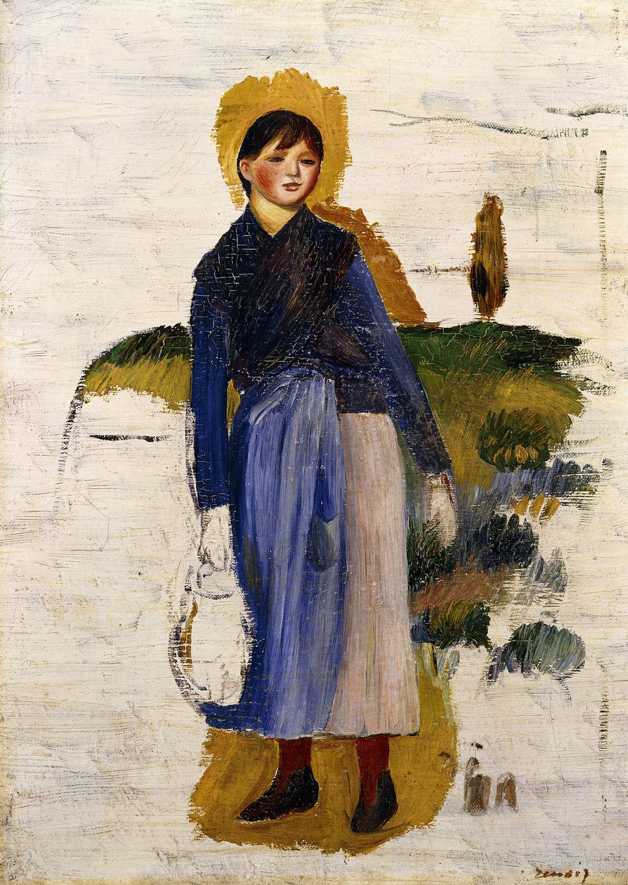 Flicka med röda strumpor, 1886 av Pierre Auguste Renoir