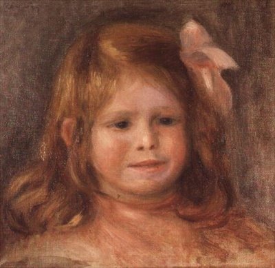 Flicka med rosa band av Pierre Auguste Renoir