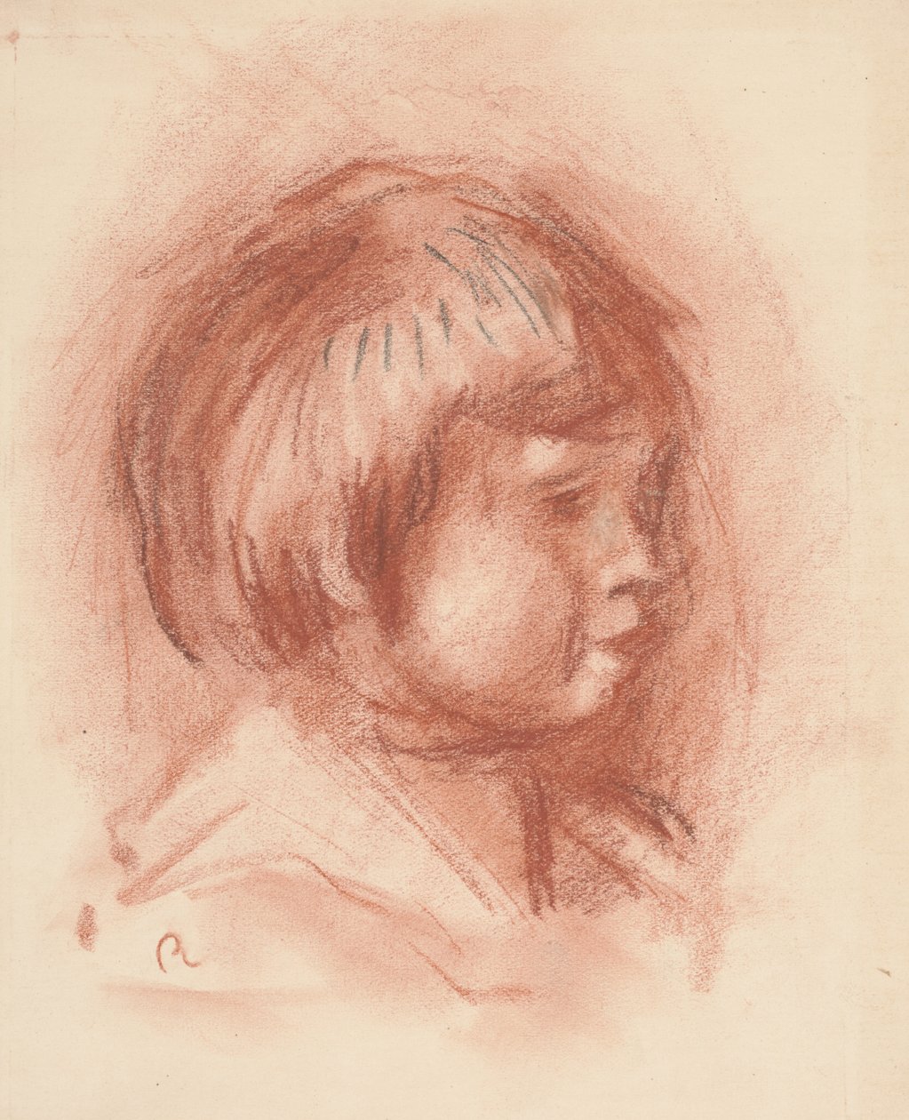 Head of Child, ca 1906 (sangvinisk krita) av Pierre Auguste Renoir