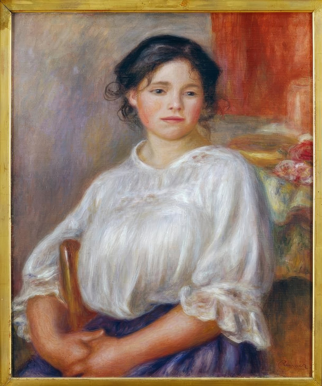 Ung flicka sitter av Pierre Auguste Renoir
