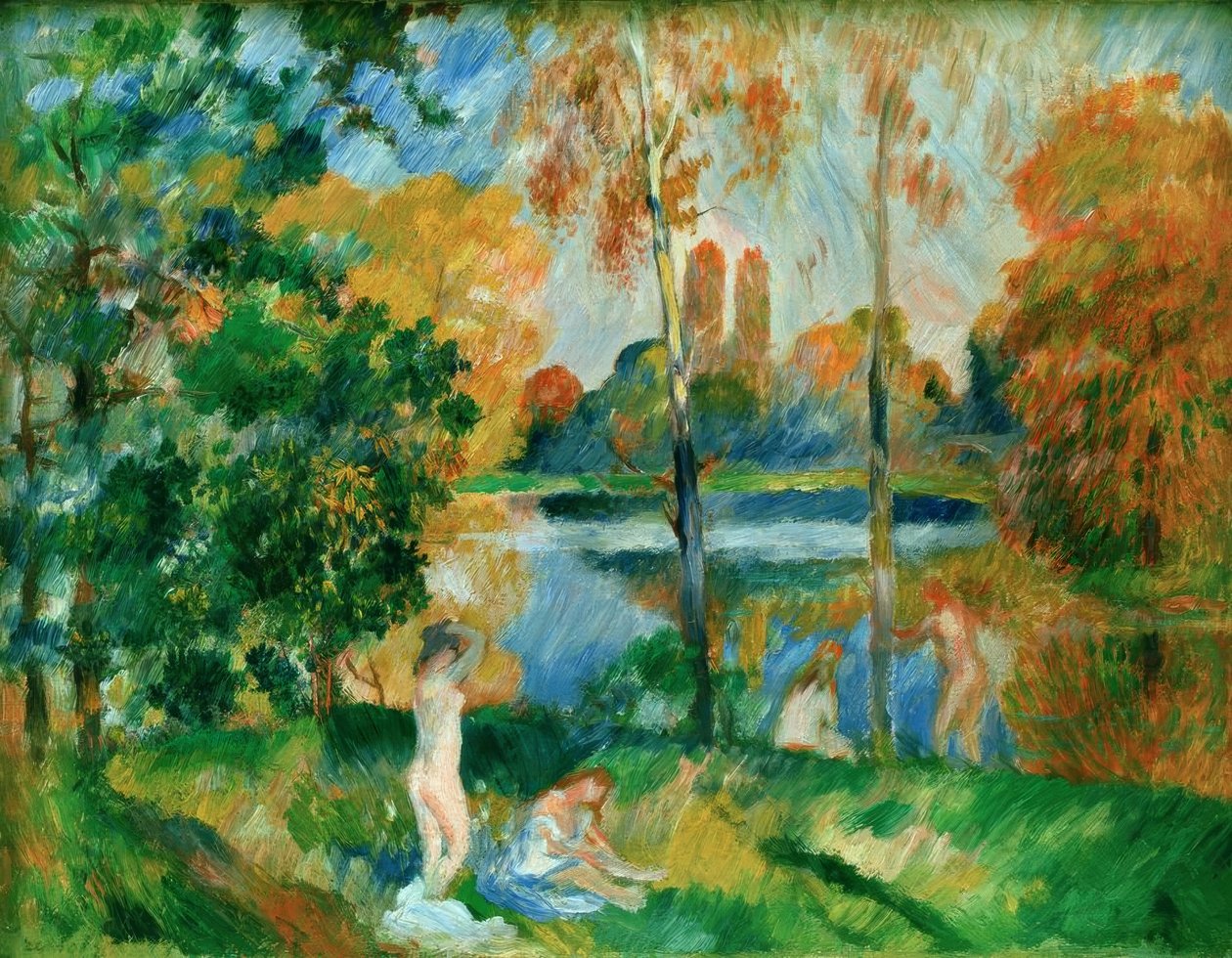 Landskap med badgäster av Pierre Auguste Renoir