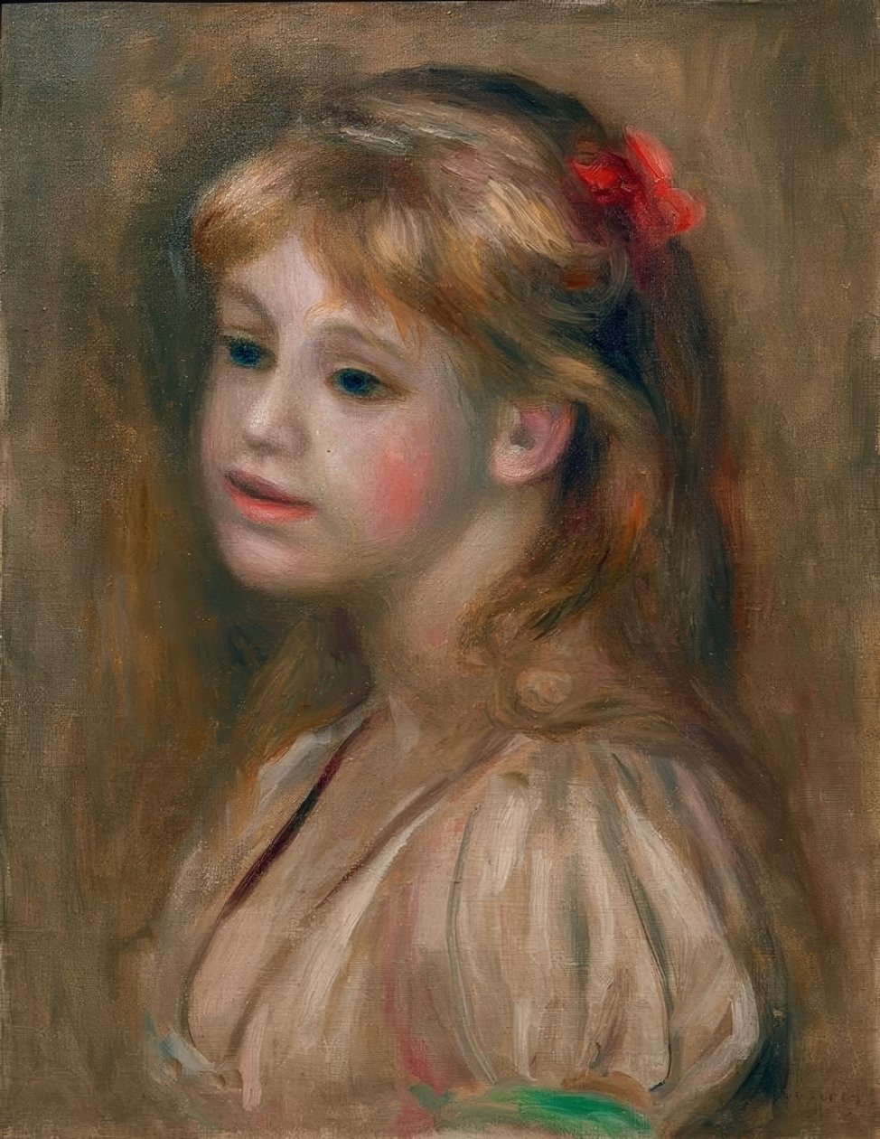 Porträtt av en flicka av Pierre Auguste Renoir