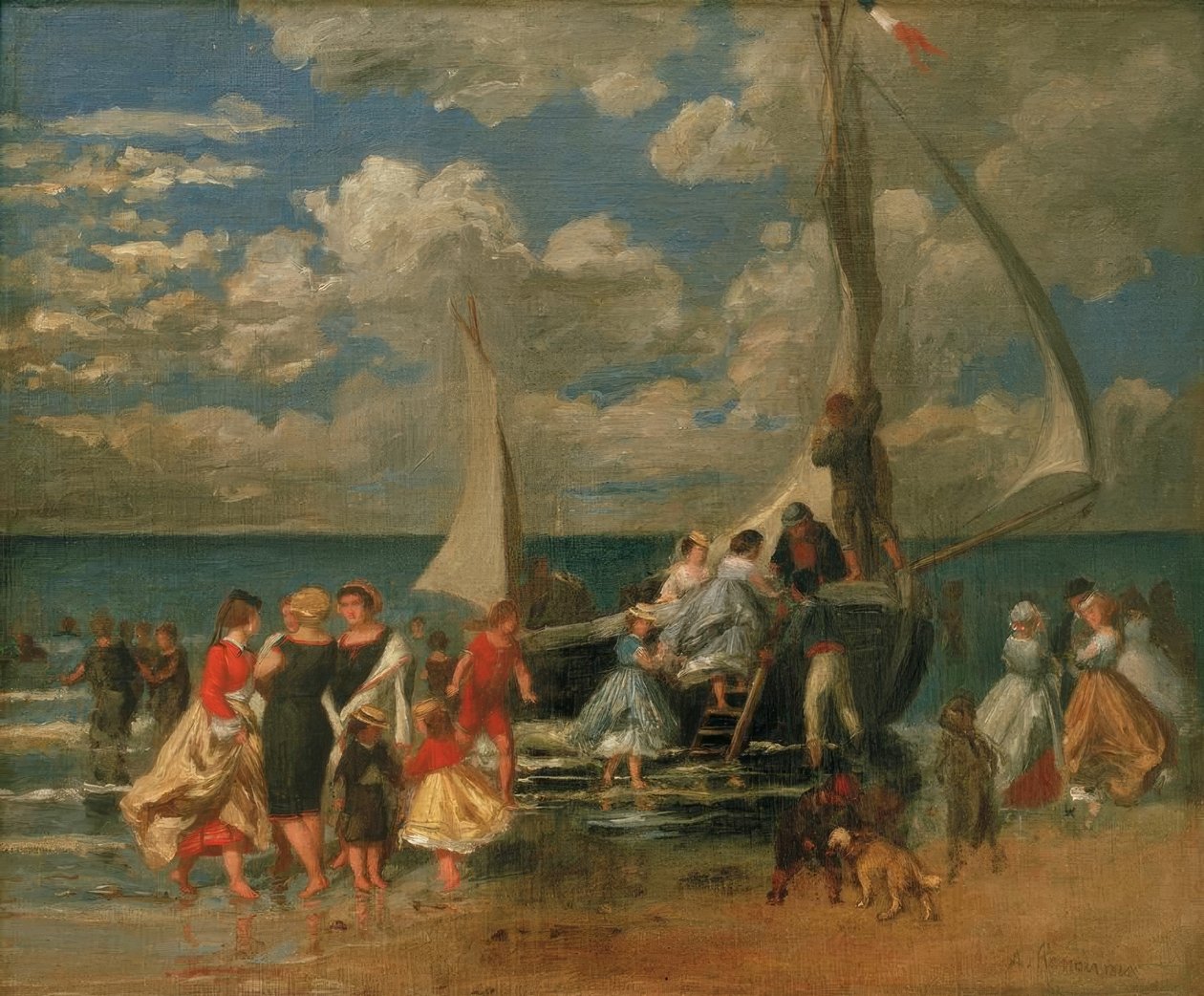 Mötes runt en båt av Pierre Auguste Renoir