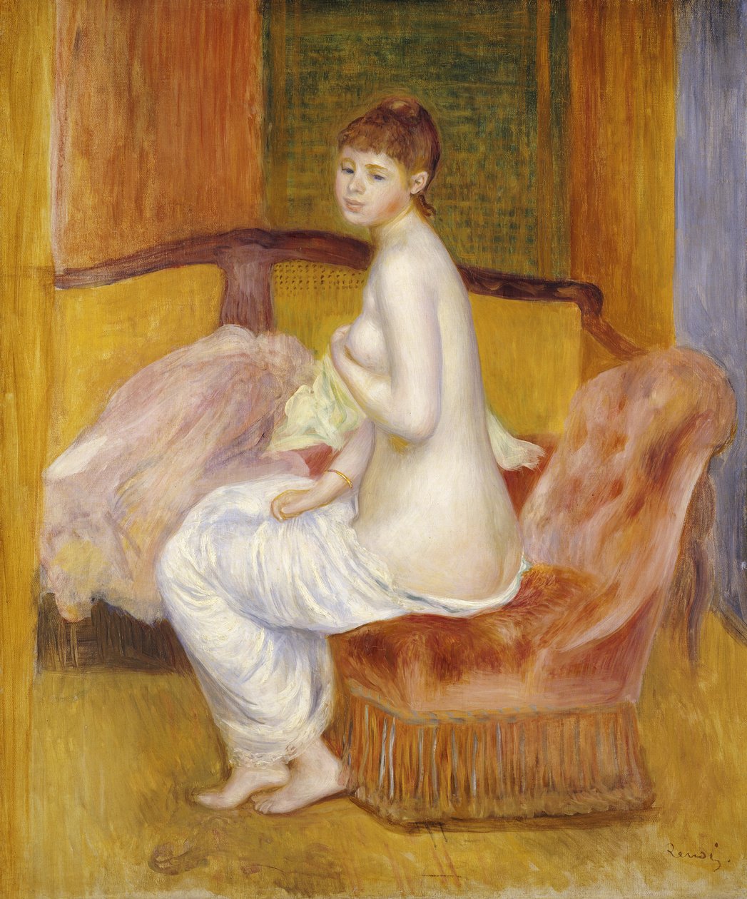 Sittande naken, vilande, 1885 av Pierre Auguste Renoir